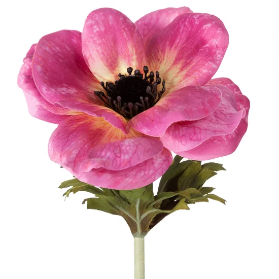 ANEMON kwiat sztuczny dekoracyjny z płatkami z jedwabistej tkaniny - 53 cm - różowy