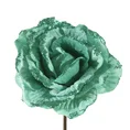 Świąteczna róża z welwetu zdobiona brokatem - ∅ 11 cm - turkusowy 2