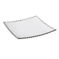 Patera ceramiczna kwadratowa ELORA zdobiona na brzegach kółeczkami podkreślonych srebrnym odcieniem - 28 x 28 x 4 cm - biały 2