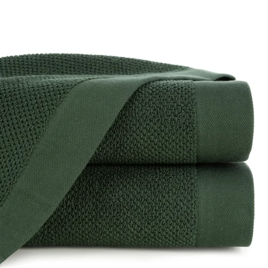 Ręcznik RISO o ryżowej strukturze podkreślony bordiurą frotte - 30 x 50 cm - butelkowy zielony