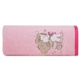 Ręcznik BABY z haftowaną aplikacją z misiem i osiołkiem - 50 x 90 cm - różowy 3