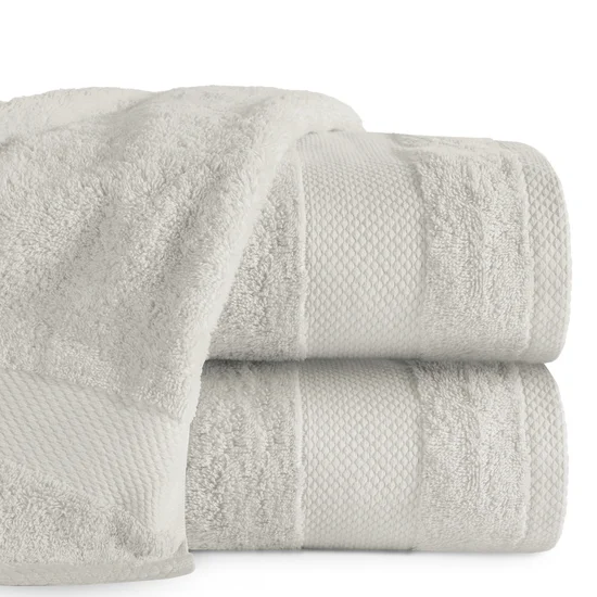 Ręcznik LORITA 70X140 cm bawełniany z żakardową bordiurą w stylu eko - 70 x 140 cm - beżowy