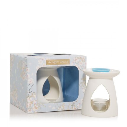 YANKEE CANDLE - Zestaw prezentowy Sakura Blossom Festival kominek+ 3 szt wosków ∅ 8 x 20 cm kremowy