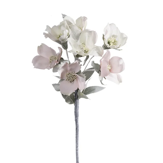 Bukiet kwiatów sztucznych z płatkami z jedwabistej tkaniny - dł. 80 cm dł. kwiat 20 cm - kremowy