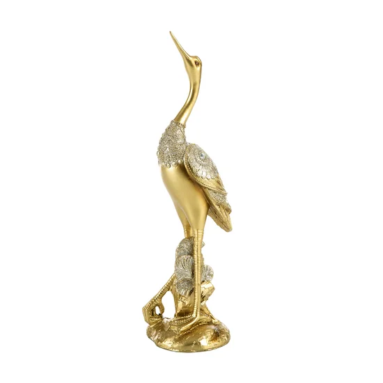 Żuraw figurka złoto-srebrna bogato zdobiona, styl orientalny - 8 x 8 x 30 cm - złoty/srebrny