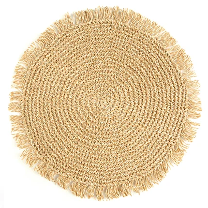 Okrągła pleciona podkładka BOHO 1 z frędzlami Okrągła pleciona podkładka BOHO 1 z frędzlami - ∅ 38 cm