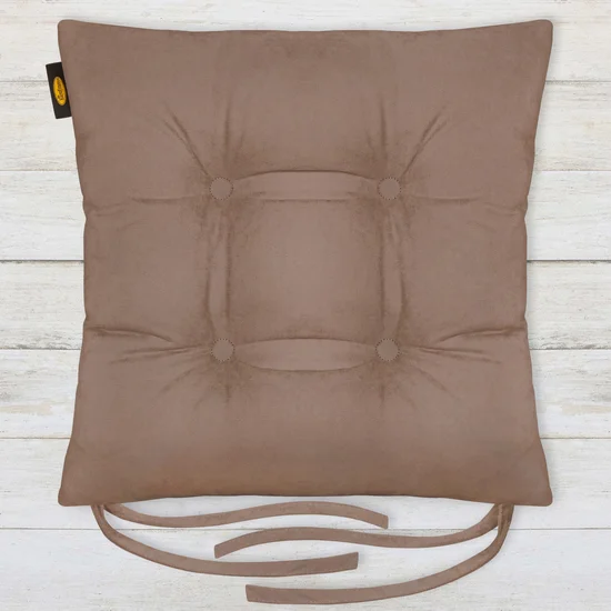 ADORE dwustronna welurowa poduszka siedziskowa na krzesło z czterema pikowaniami, gramatura 195 g/m2 - 40x40x8 cm - brązowy