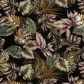 Zasłona MAROKO z tkaniny welwetowej zdobiona nadrukiem botanicznych liści z akcentami złota - 140 x 250 cm - czarny 9