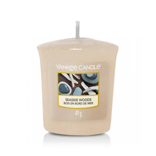 YANKEE CANDLE - Mała świeca zapachowa votive - Seaside Woods - ∅ 4 x 5 cm - kremowy