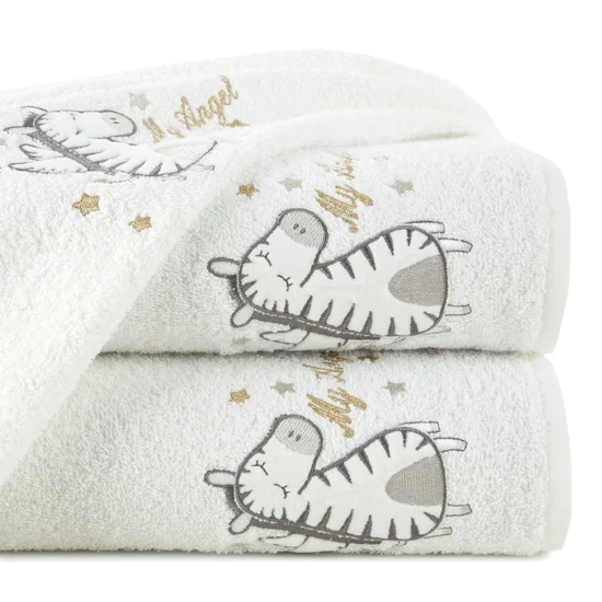 Ręcznik BABY z naszywaną aplikacją z zebrą - 50 x 90 cm - biały