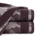 Ręcznik ISABEL z żakardową bordiurą zdobioną kwiatowym motywem - 50 x 90 cm - ciemnofioletowy 1
