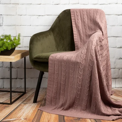 Koc AKRYL 2 miękki pled z dzianiny z warkoczami Koc AKRYL 2 miękki pled z dzianiny z warkoczami - 130 x 170 cm