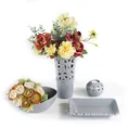 Misa ceramiczna SABRINA dekorowana kwiatowym zdobieniem i kryształkami ażurowa - 24 x 17 x 9 cm - stalowy 4