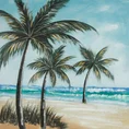 Obraz LAGOON ręcznie malowany na płótnie - 100 x 100 cm - beżowy 1