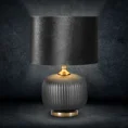Lampa dekoracyjna REA na pękatej szklanej podstawie z welwetowym abażurem - ∅ 33 x 50 cm - czarny 1