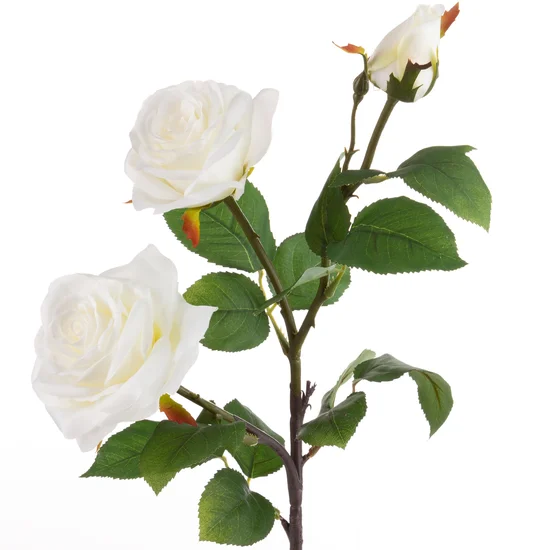 RÓŻA WIELOKWIATOWA kwiat sztuczny dekoracyjny z płatkami z jedwabistej tkaniny - dł. 80 cm śr. kwiat 11 cm - biały