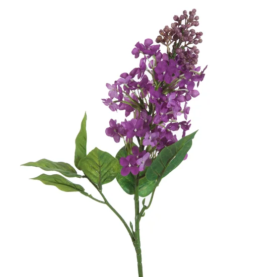 BEZ LILAK kwiat sztuczny dekoracyjny z płatkami z jedwabistej tkaniny - 63 cm - fioletowy