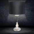 Lampka stołowa MONIK z kryształową podstawą i welwetowym abażurem - ∅ 30 x 53 cm - czarny 1