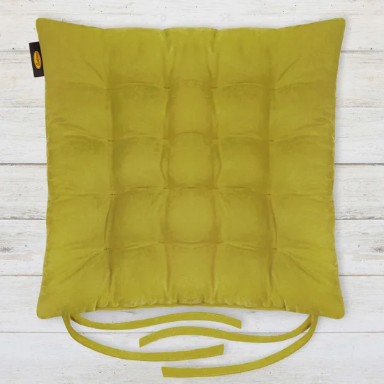ADORE dwustronna welurowa poduszka siedziskowa na krzesło z szesnastoma pikowaniami, gramatura 195 g/m2 - 40 x 40 x 6 cm - jasnozielony