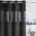Zasłona MARGOT z welwetu z ozdobnym pasem zdobionym haftem oraz lśniącymi cekinami - 140 x 250 cm - czarny 1