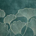 Koc GINKO miękki i miły w dotyku z błyszczącym nadrukiem z motywem liści miłorzębu - 150 x 200 cm - turkusowy 4