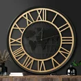 Dekoracyjny zegar ścienny z mapą - 60 x 5 x 60 cm - czarny 9