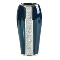 Wazon VERNA w stylu glamour zdobiony drobnymi kryształkami - 18 x 11 x 40 cm - granatowy/srebrny 1
