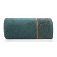 LIMITED COLLECTION ręcznik LILI 2 z  miękkiej bawełny z welwetową bordiurą z wzorem liści GŁĘBIA ZIELENI - 70 x 140 cm - ciemnoturkusowy 3