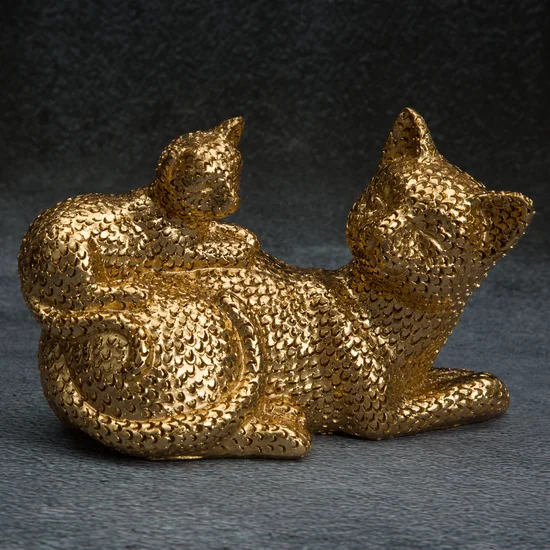 Koty figurka dekoracyjna złota - 19 x 9 x 12 cm - złoty