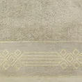 Ręcznik KAMELA bawełniany z bordiurą z geometrycznym ornamentem utkanym srebrną nicią - 50 x 90 cm - beżowy 2