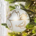 Bombka szklana biała ręcznie zdobiona malowanym złotym ornamentem - ∅ 8 cm - biały 1