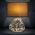 Lampka stołowa DAKOTA  na ceramicznej ażurowej podstawie z abażurem z matowej tkaniny - 37 x 19 x 52 cm - srebrny 1