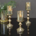 Świecznik dekoracyjny ABELLA na nóżce z metalu ze szklanym kloszem - ∅ 11 x 36 cm - złoty 5