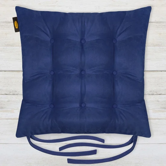 ADORE dwustronna welurowa poduszka siedziskowa na krzesło z dziewięcioma pikowaniami, gramatura 195 g/m2 - 40 x 40 x 6 cm - niebieski