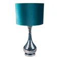 Lampa stołowa ADA na szklanej podstawie z turkusowego szkła z welwetowym abażurem - ∅ 36 x 69 cm - turkusowy 3