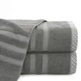 Ręcznik z żakardową bordiurą w pasy - 50 x 90 cm - stalowy 1
