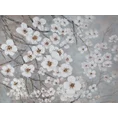Obraz SPRING ręcznie malowany na płótnie kwitnąca gałąź - 120 x 90 cm - biały 1