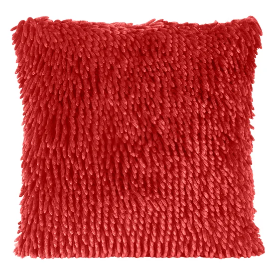 Poszewka SHAGGY z długimi ozdobnymi frędzlami - 40 x 40 cm - czerwony