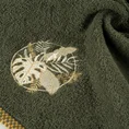 Ręcznik  PALMS bawełniany z haftowaną bordiurą w egzotyczne liście - 50 x 90 cm - oliwkowy 5