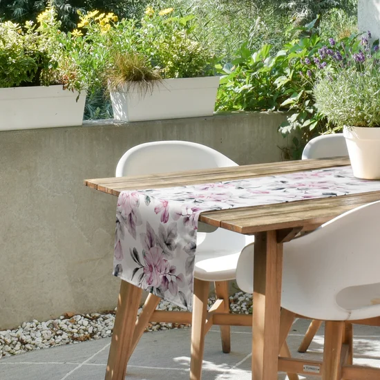 Bieżnik GARDEN na taras oraz balkon z wodoodpornej tkaniny - 40 x 140 cm - biały