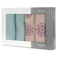 Zestaw upominkowy LOTUS 6 szt ręczników z haftem z motywem kwiatu lotosu w kartonowym opakowaniu na prezent - 53 x 37 x 11 cm - pudrowy róż 1