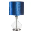 Lampa stołowa KIM na podstawie z przezroczystego szkła z granatowym abażurem z lśniącego welwetu - ∅ 32 x 61 cm - granatowy 3