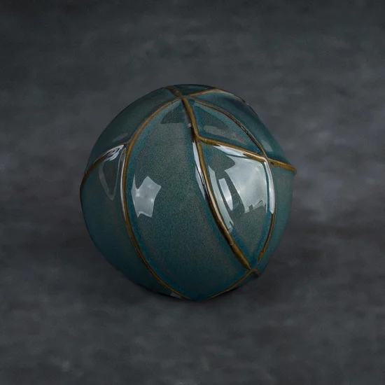 Kula ceramiczna  TEO z nowoczesnym wypukłym wzorem - ∅ 10 x 9 cm - turkusowy
