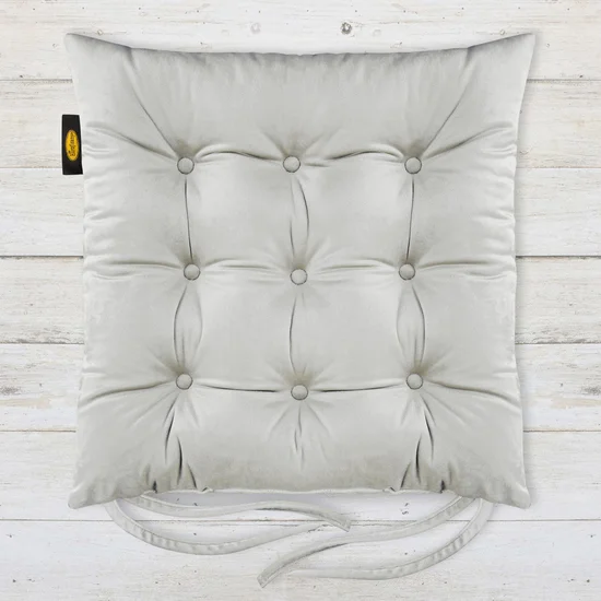 Dwustronna welwetowa poduszka siedziskowa na krzesło z dziewięcioma pikowaniami, gramatura 260 g/m2 - 40 x 40 x 6 cm - stalowy
