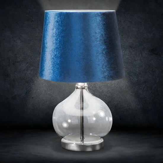 Lampa stołowa JOY z transparentnego szkła z błyszczącym welwetowym abażurem - ∅ 25 x 40 cm - naturalny