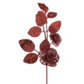 Gałązka RÓŻA z ażurowymi różami zdobiona brokatem -  - czerwony 2