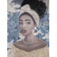 Obraz GODDESS 2 portret kobiety ręcznie malowany na płótnie - 90 x 120 cm - niebieski 1