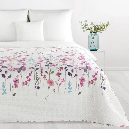 DESIGN 91 Narzuta FLOWER 3 z nadrukiem malowanych pędzlem polnych kwiatów DESIGN 91 Narzuta FLOWER 3 z nadrukiem malowanych pędzlem polnych kwiatów - 220 x 240 cm