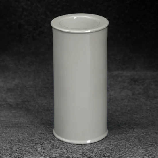 Świecznik ceramiczny w formie walca SIMONA z perłowym połyskiem - ∅ 7 x 15 cm - perłowy
