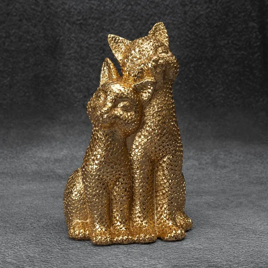 Koty figurka dekoracyjna złota - 13 x 11 x 22 cm - złoty